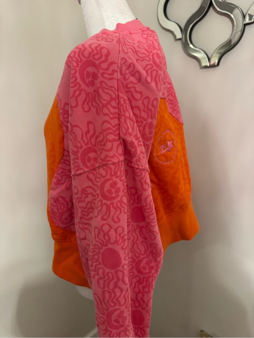Nike Pink and Orange Patterned Crewneck Sweatshirt - Picture 2 of 6